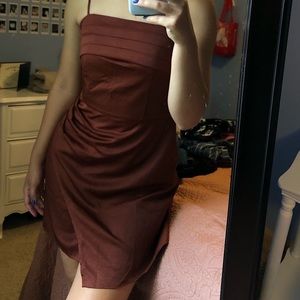 Rust Color Silky Mini Dress